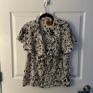 Tory Burch Paint Splatter Silk Blouse (Size 6, Excellent Condition)